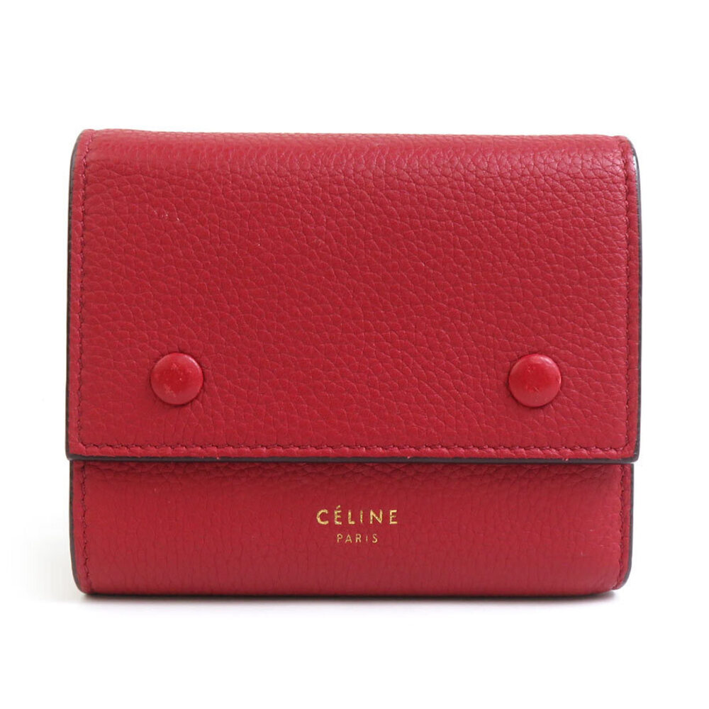 Celine Folded Multi Function Tri Fold Wallet Red … - image 1